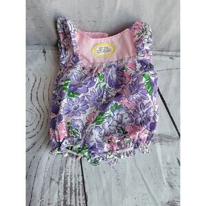1989 Mattel MAGIC NURSERY 13in Baby Doll Clothes Pink & Purple Floral Romper